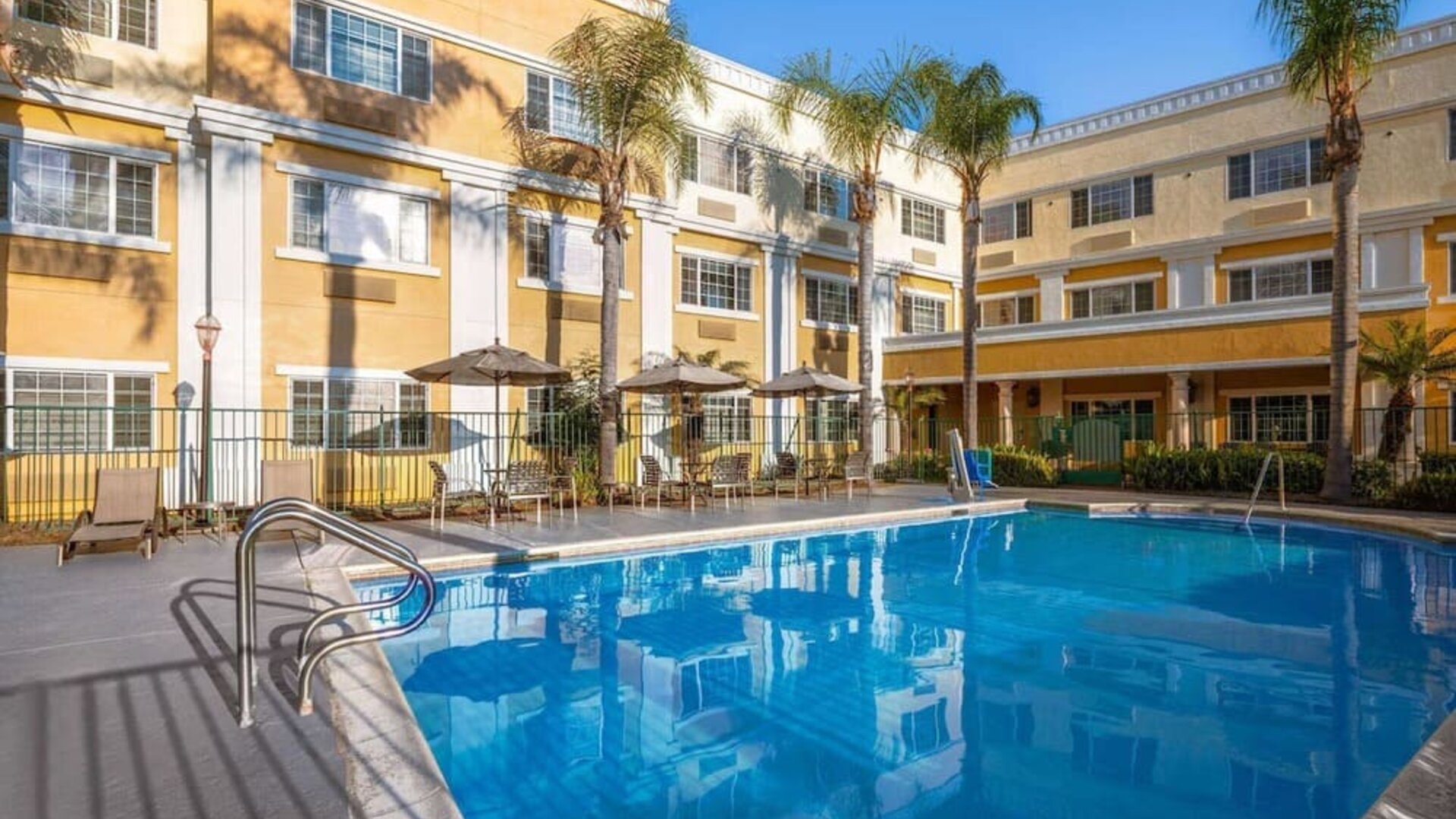 Outdoor pool area at Hotel Marguerite.