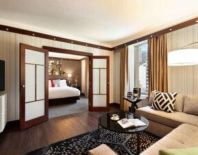 Spacious king suite with lounge area at Sofitel Philadelphia At Rittenhouse Square.