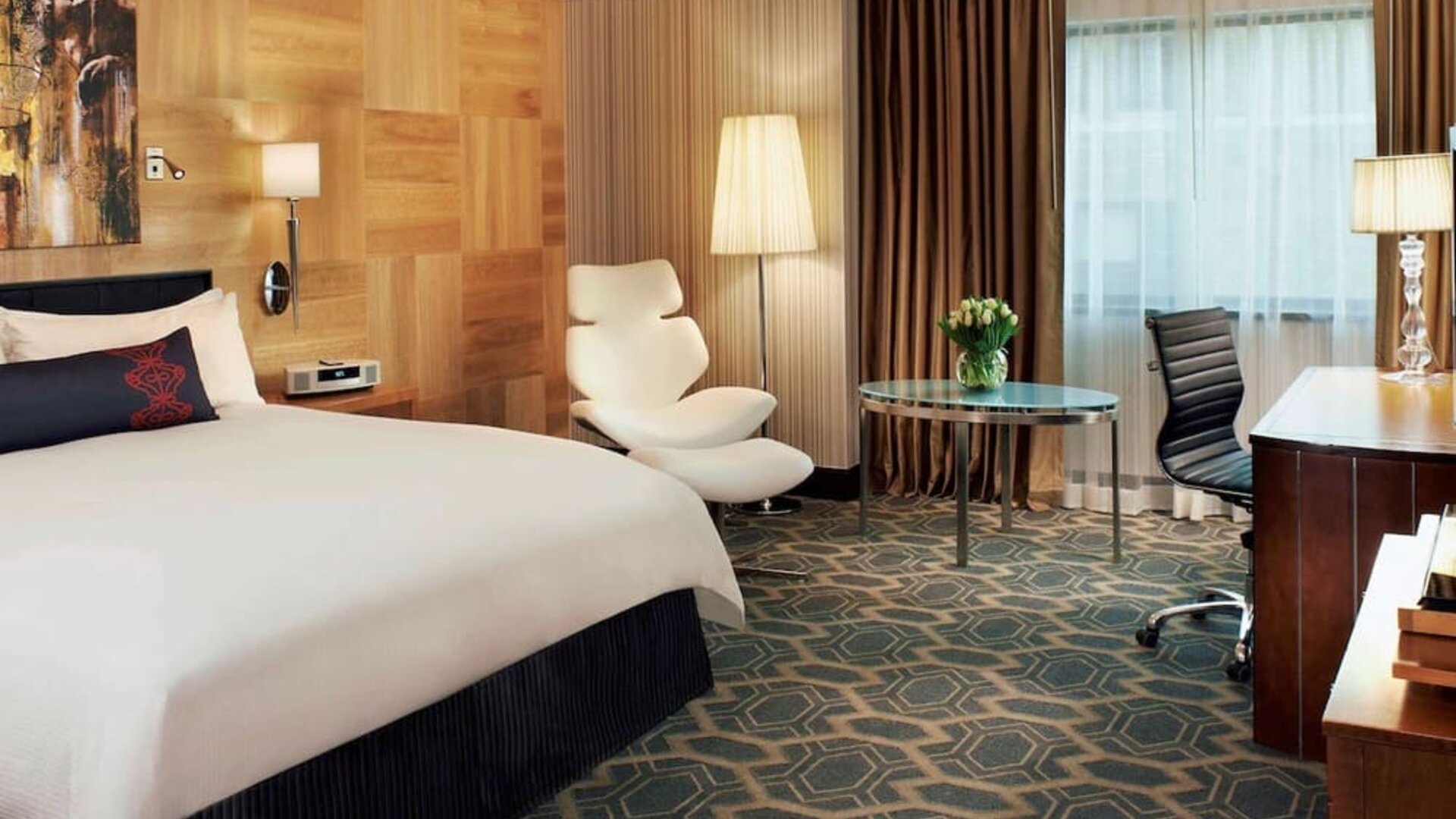 King bed with work station at Sofitel Philadelphia At Rittenhouse Square.