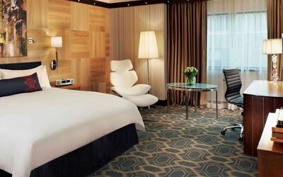 King bed with work station at Sofitel Philadelphia At Rittenhouse Square.
