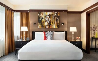 Romantic king room at Sofitel Philadelphia At Rittenhouse Square.