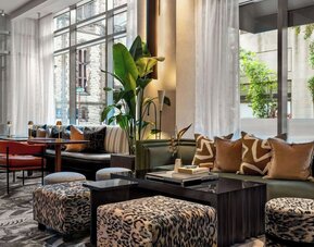 Hotel lounge and coworking space at Sofitel Philadelphia At Rittenhouse Square.