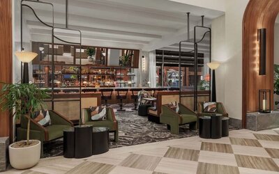 Lobby and lounge with bar area at Sofitel Philadelphia At Rittenhouse Square.
