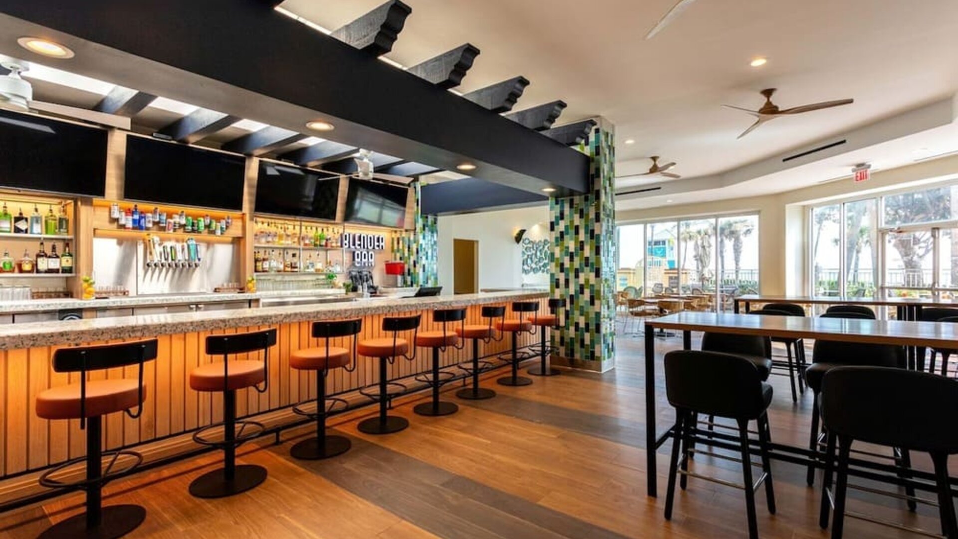 Hotel bar at Embassy Suites By Hilton Deerfield Beach Resort & Spa.