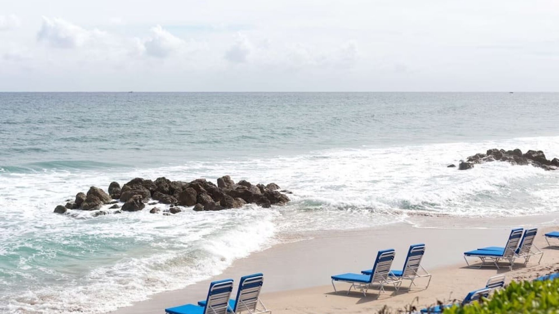 Beach loungers on the beach at Embassy Suites By Hilton Deerfield Beach Resort & Spa.
