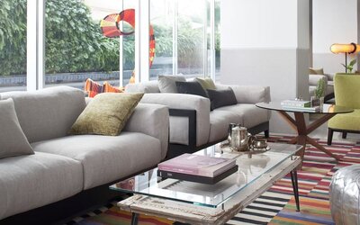 Lounge and coworking space at Mendeli Street Hotel.