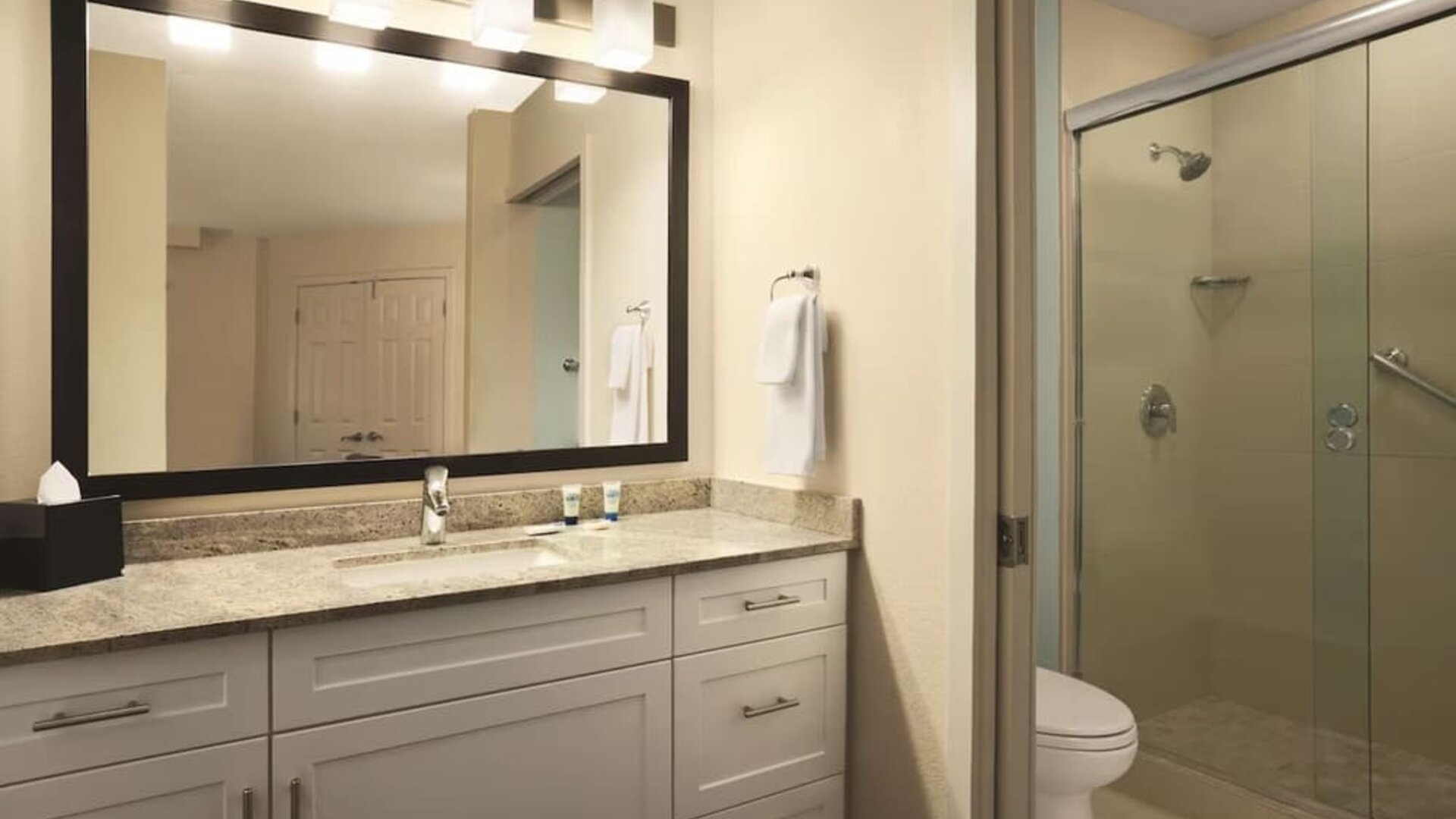 Private bathroom at Hyatt House Pleasanton.
