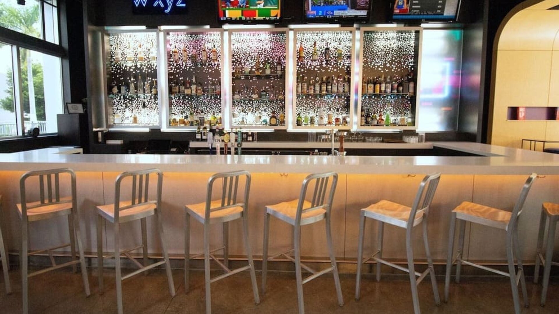 Hotel bar at Aloft Miami Doral.
