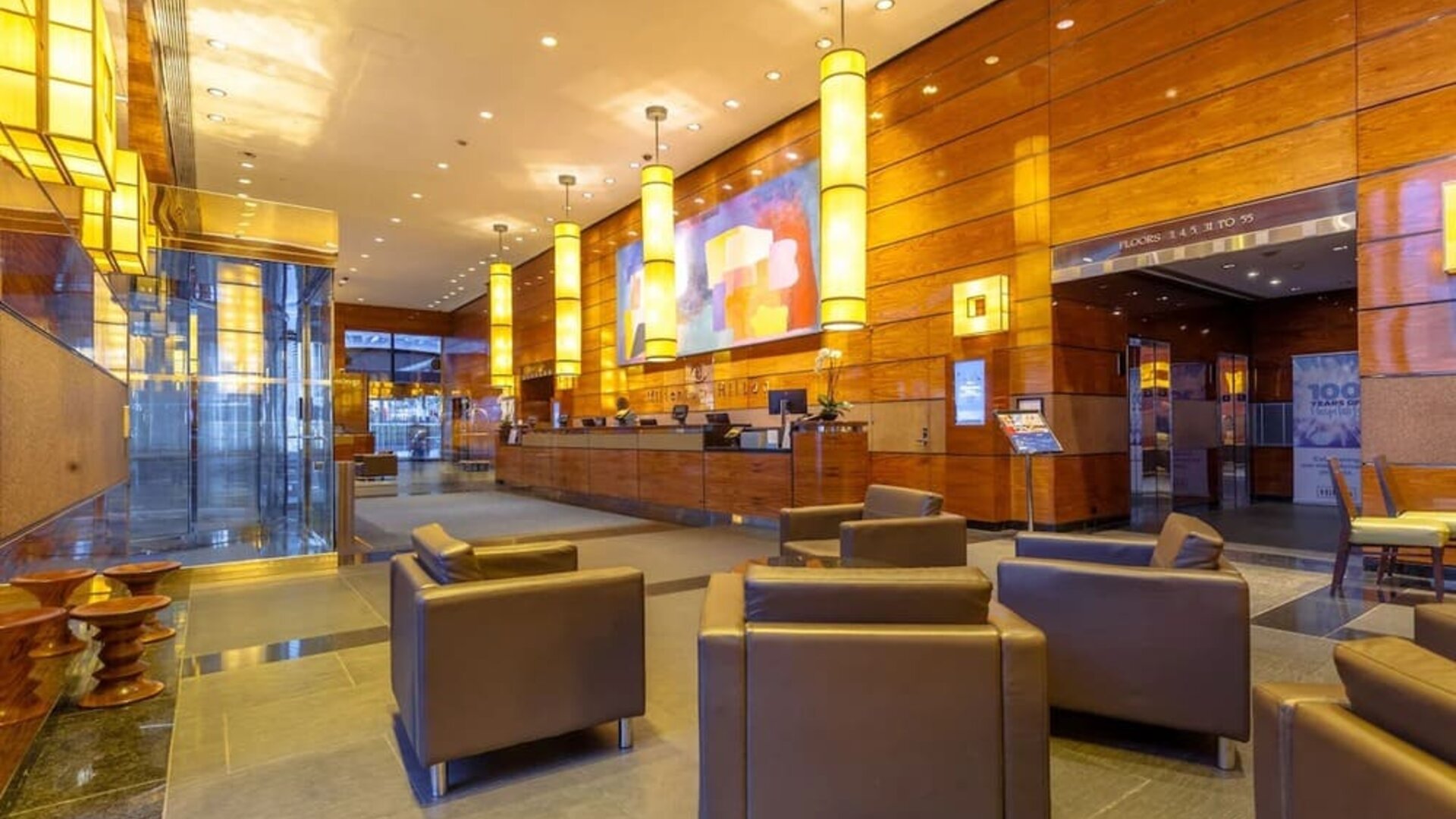 Lounge and coworking space at M Social New York Downtown.