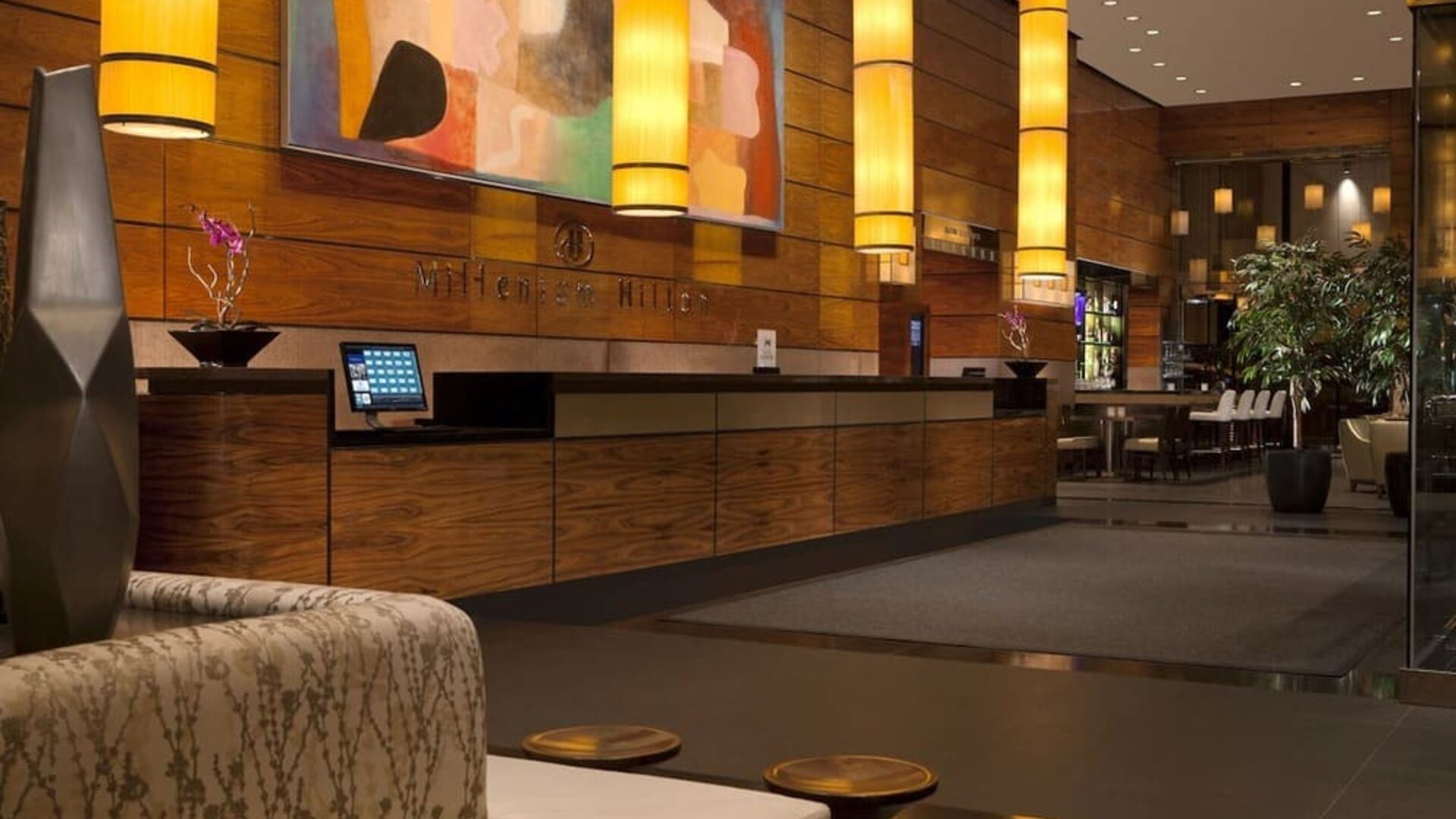 Lobby and hotel entrance at M Social New York Downtown.