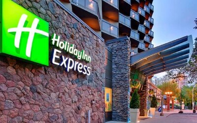 Hotel extrior at Holiday Inn Express Edmonton Downtown.