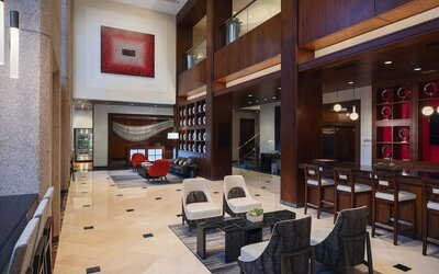 Lobby entrance at Washington Dulles Marriott Suites.