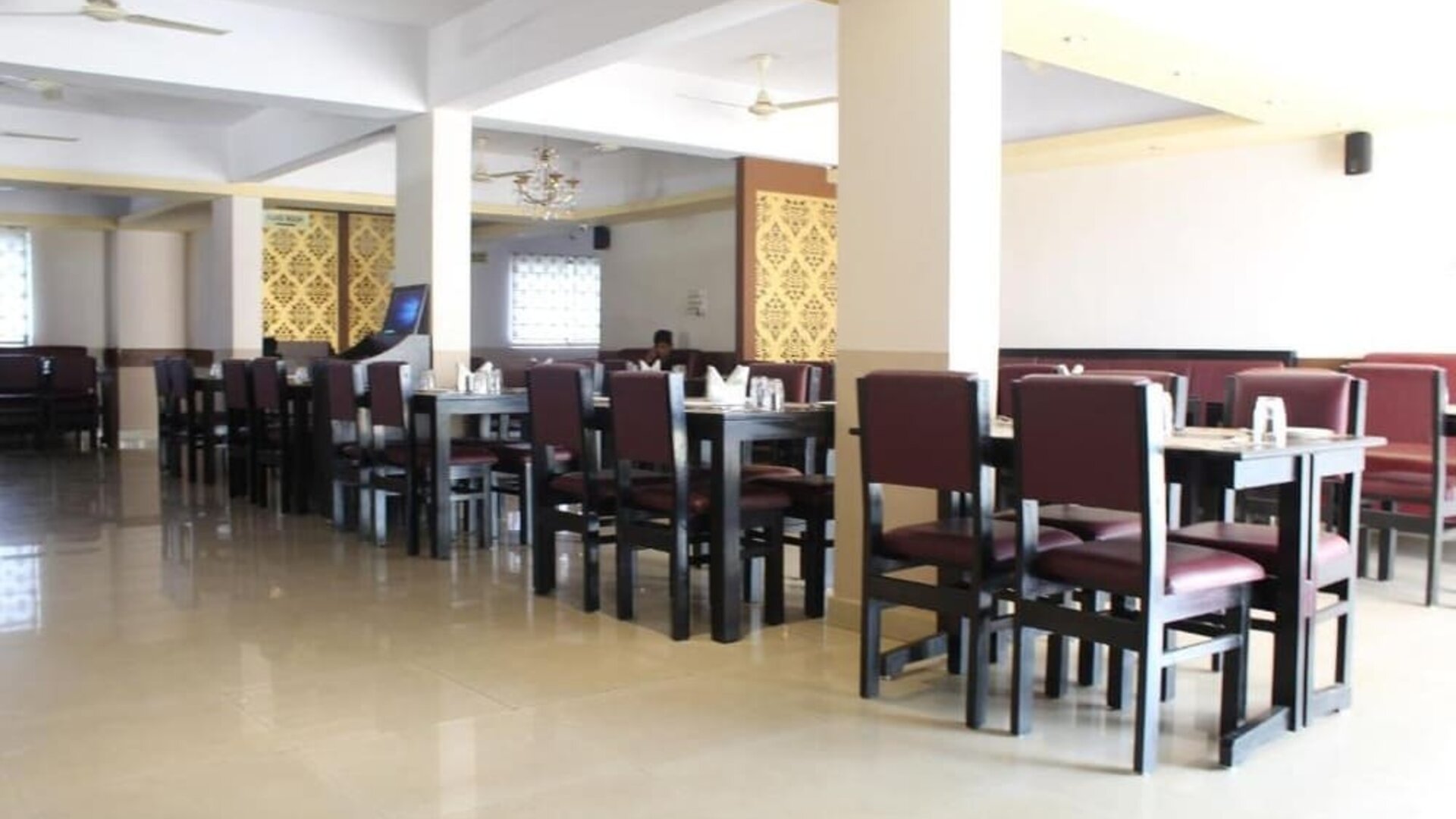 Dining and coworking space at The Nisarga Grand.