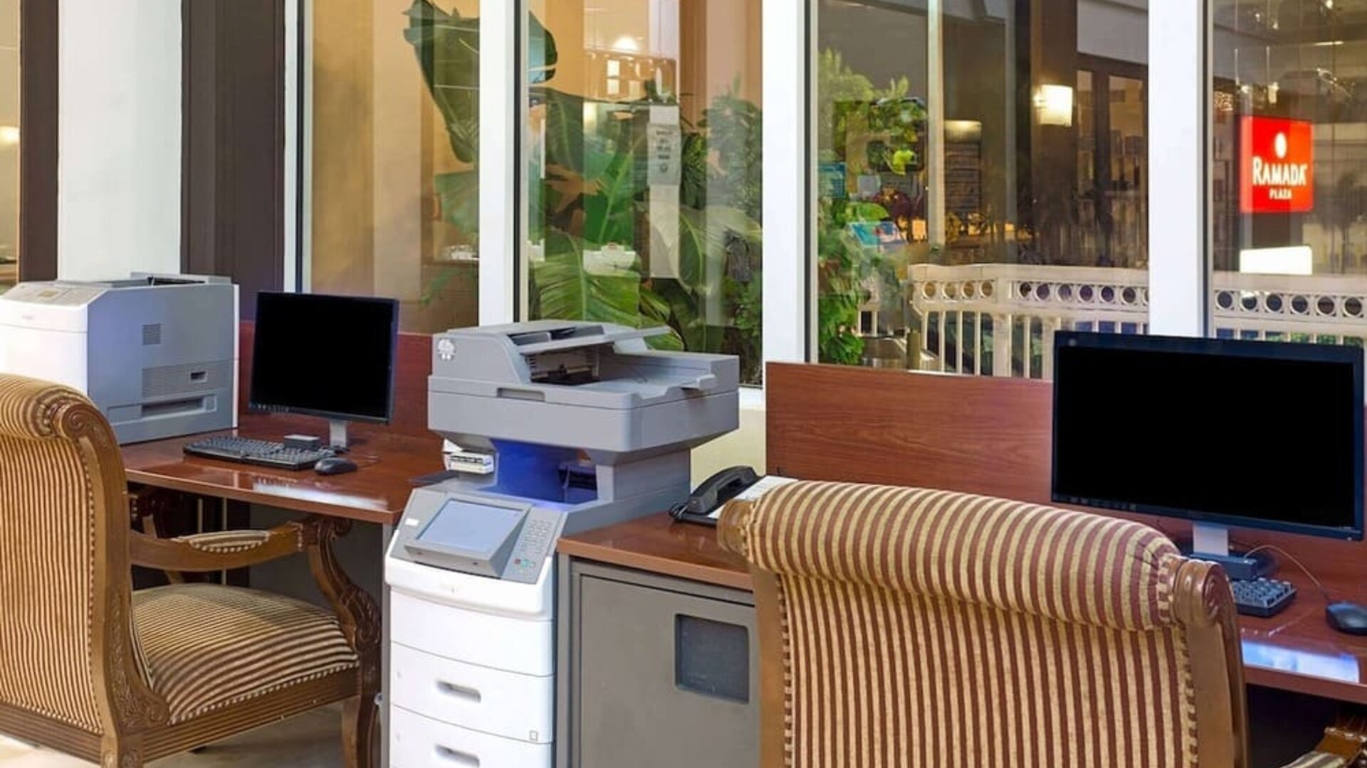 Business center at Ramada Plaza Marco Polo Beach Resort.
