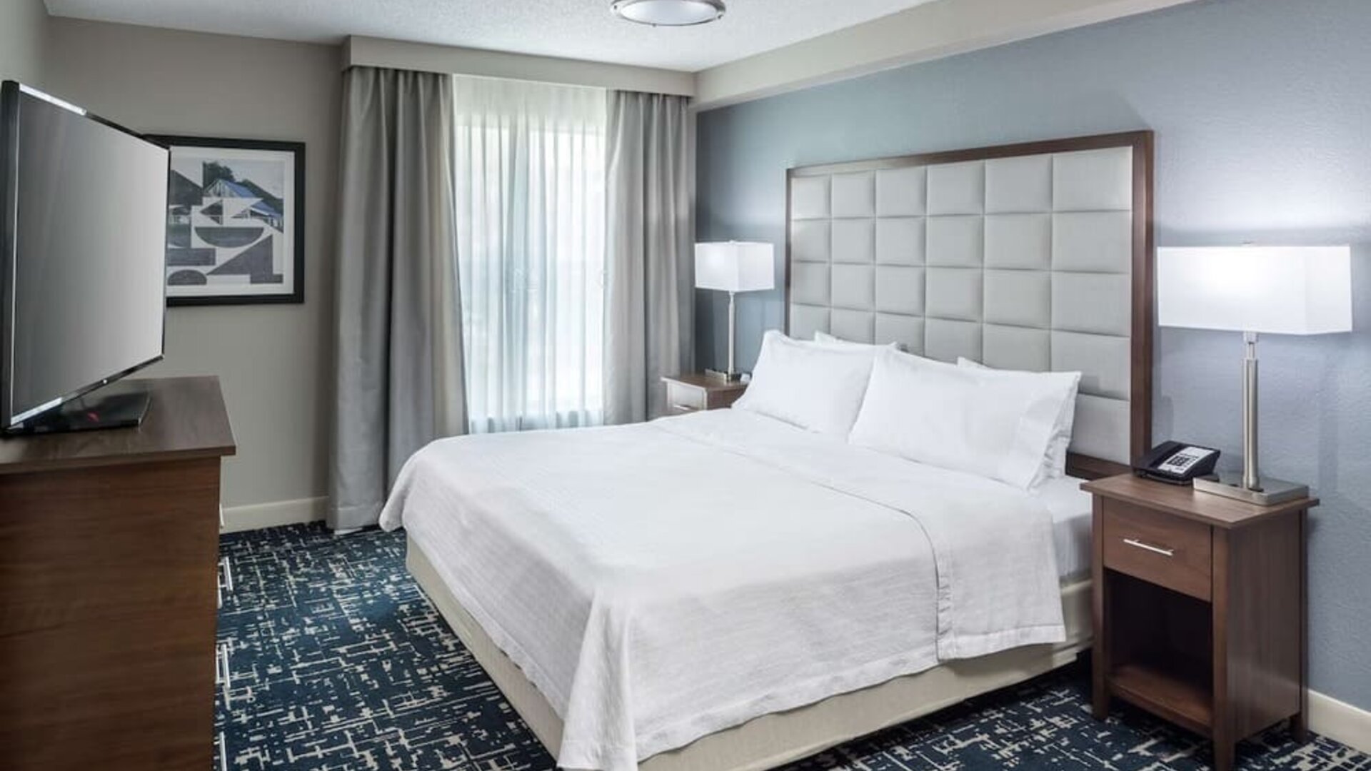 Romantic king room at Homewood Suites By Hilton Austin NW Near The Domain.