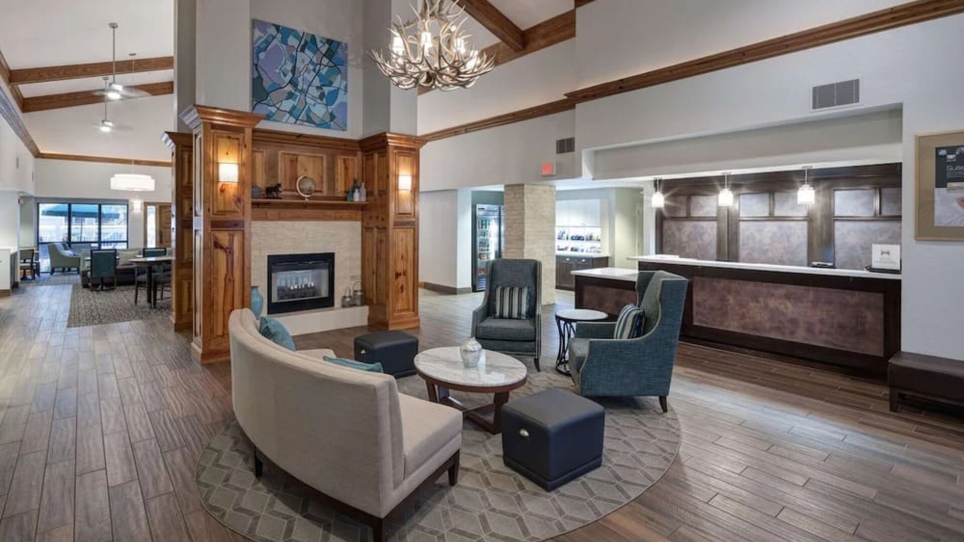 Lobby seating at Homewood Suites By Hilton Austin NW Near The Domain.