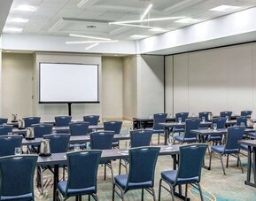 Flexible event and conference venue featuring classroom-style seating and modern audiovisual capabilities for meetings and special events at DoubleTree by Hilton Westborough.