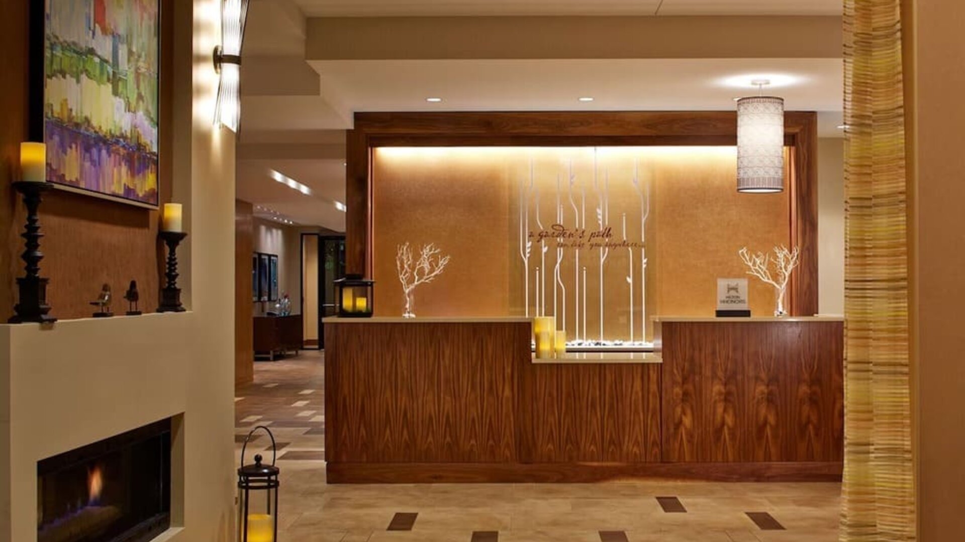 Welcoming reception area featuring contemporary design, warm hospitality, and convenient guest services at Hilton Garden Inn Boston/Marlborough.