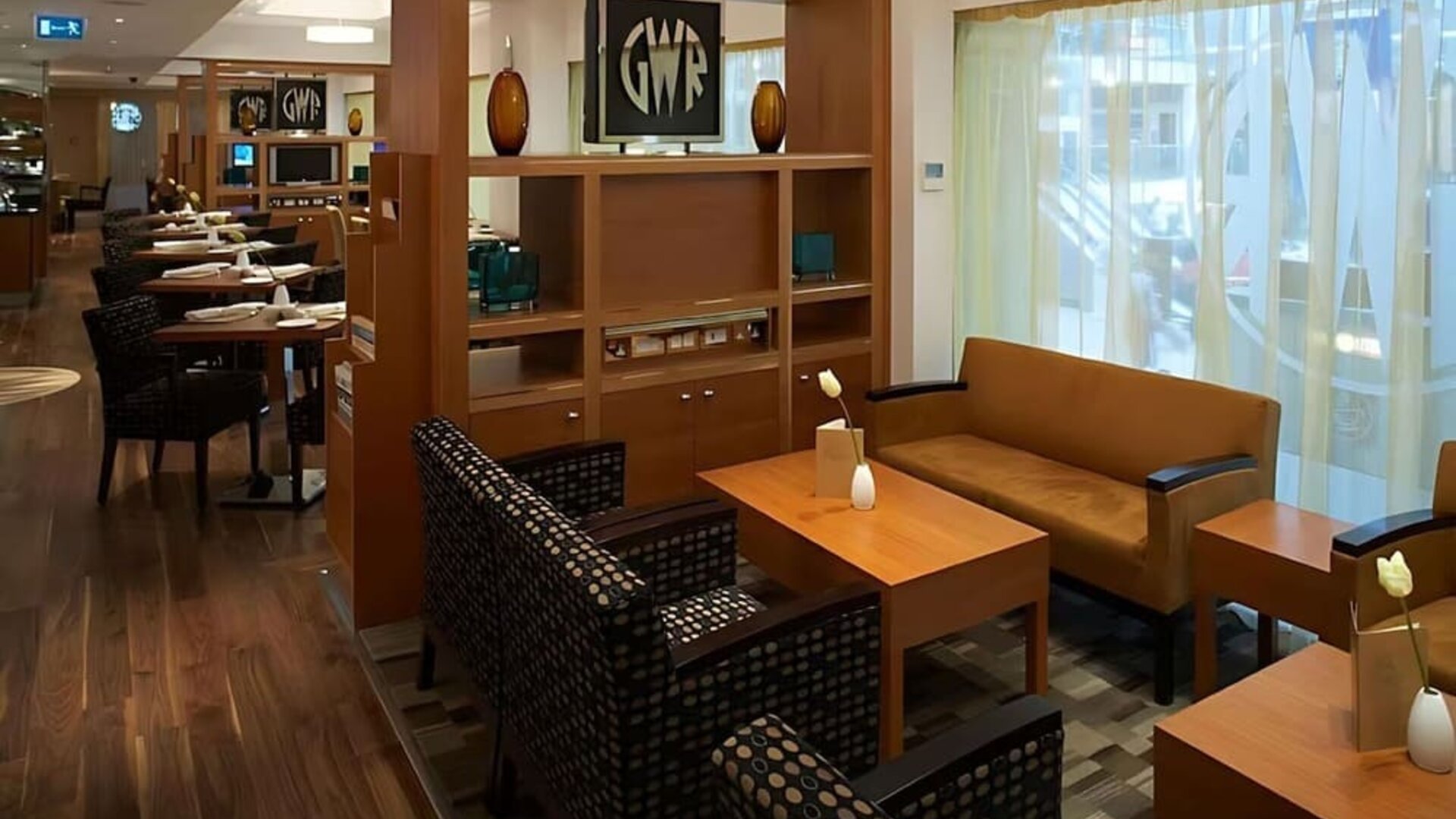 Executive lounge at Hilton London Paddington.
