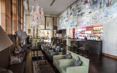 Hotel bar at Hilton London Heathrow Airport Terminal 5.