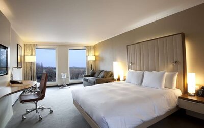 Spacious day use room at Hilton London Heathrow Airport Terminal 5. 