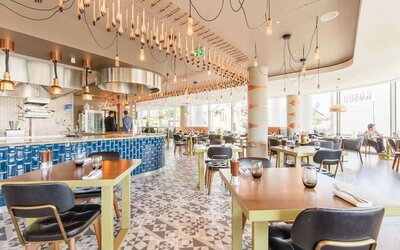Dining area with natural light at Hilton Bournemouth.  
