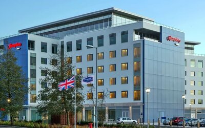 Hotel exterior at Hampton By Hilton London Luton Airport.