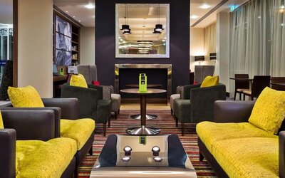 Reception area at Hampton By Hilton London Luton Airport.