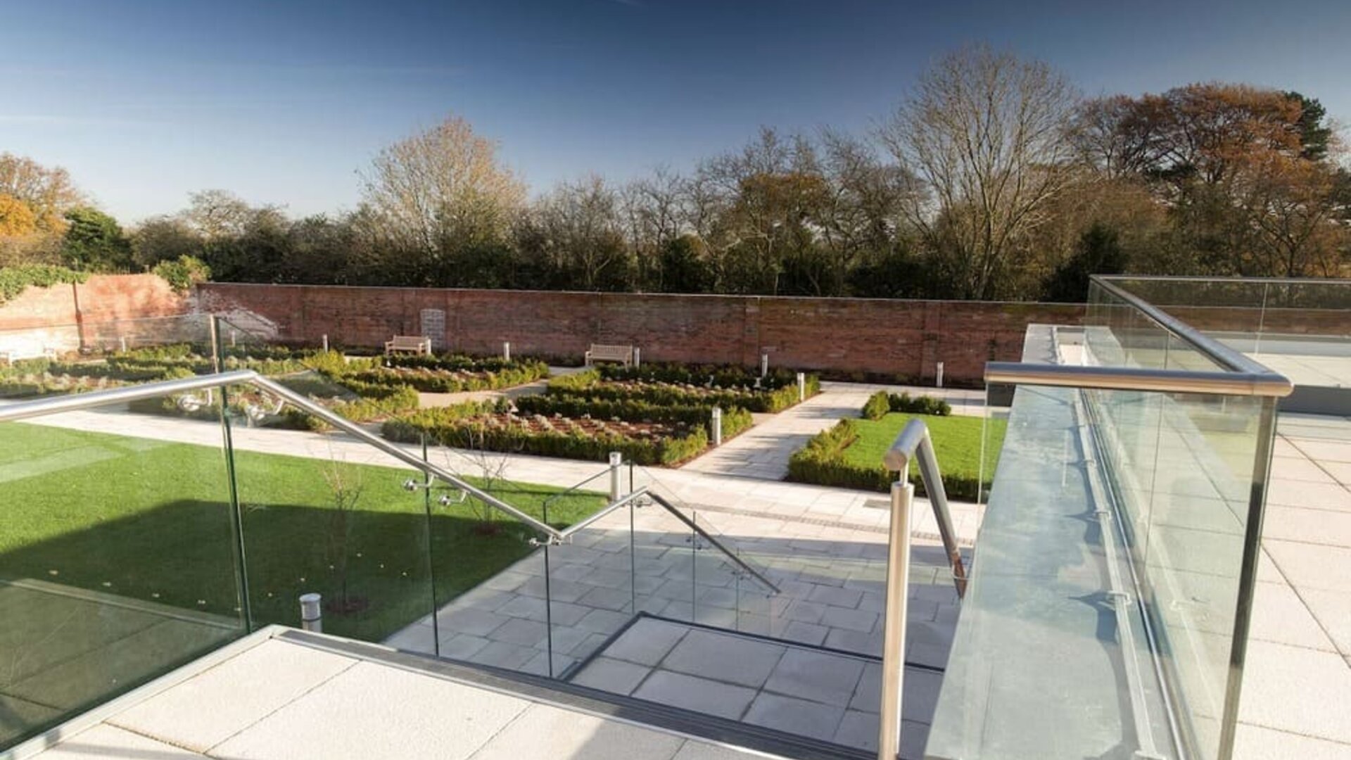 Outdoor garden and terrace at DoubleTree By Hilton Hotel & Spa Chester. 