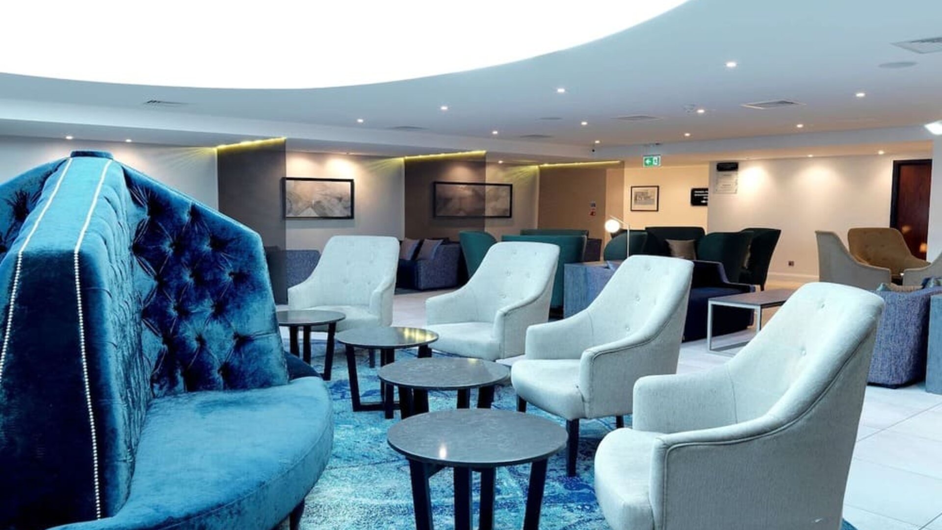 Lobby and coworking lounge at DoubleTree By Hilton Hotel & Spa Chester.