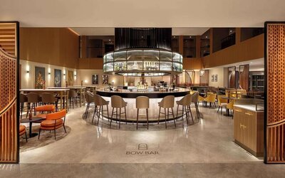 Modern cocktail bar at Hilton London Metropole.