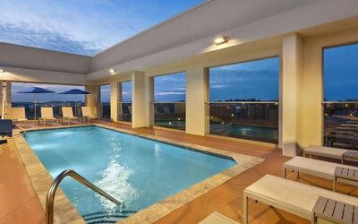 Pool at night at Hilton Garden Inn Nashville West End Avenue.