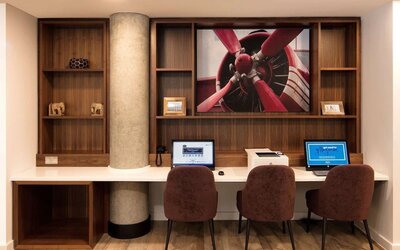 Business center at Hampton By Hilton London Stansted Airport.