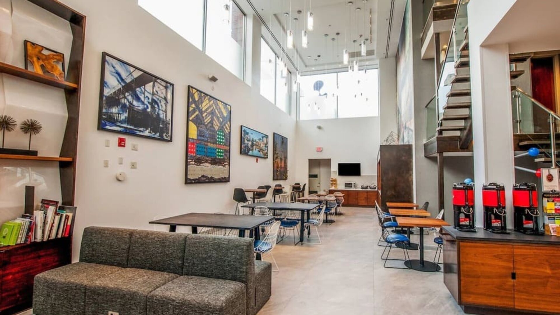 Coworking space and lounge area at Fairfield Inn & Suites New York Brooklyn.