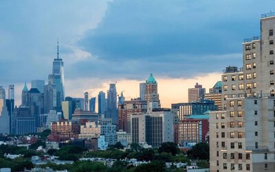 City views at sunset at Fairfield Inn & Suites New York Brooklyn.
