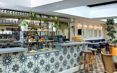 Cafe area perfect for coworking at DoubleTree By Hilton York.