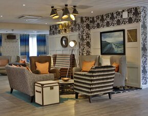 Lobby and coworking lounge at DoubleTree By Hilton York.