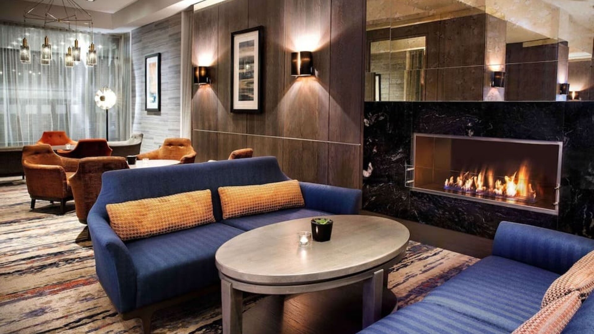 Reception and coworking lounge at Doubletree by Hilton Glasgow Central.