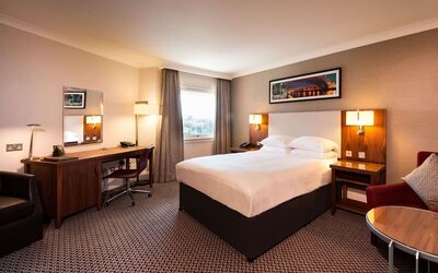Spacious day use room with work desk at Doubletree by Hilton Glasgow Strathclyde. 