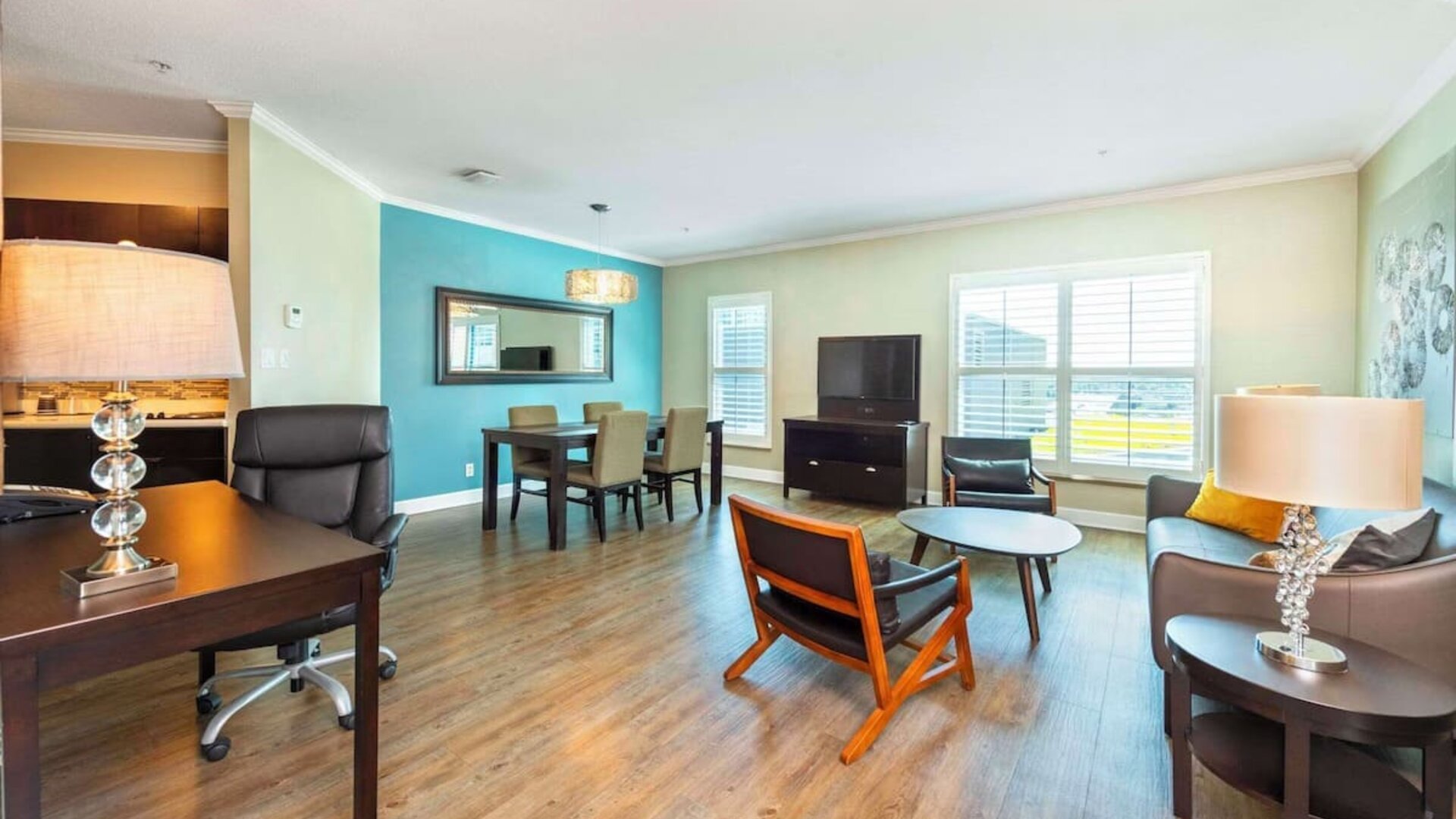 Spacious king suite with work space at Grand Park Hotel & Suites Downtown Vancouver.