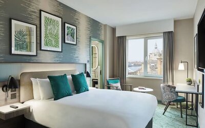 Day use room with work desk at Leonardo Royal Hotel Glasgow.