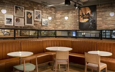 Dining area perfect for coworking at Leonardo Hotel Chester.