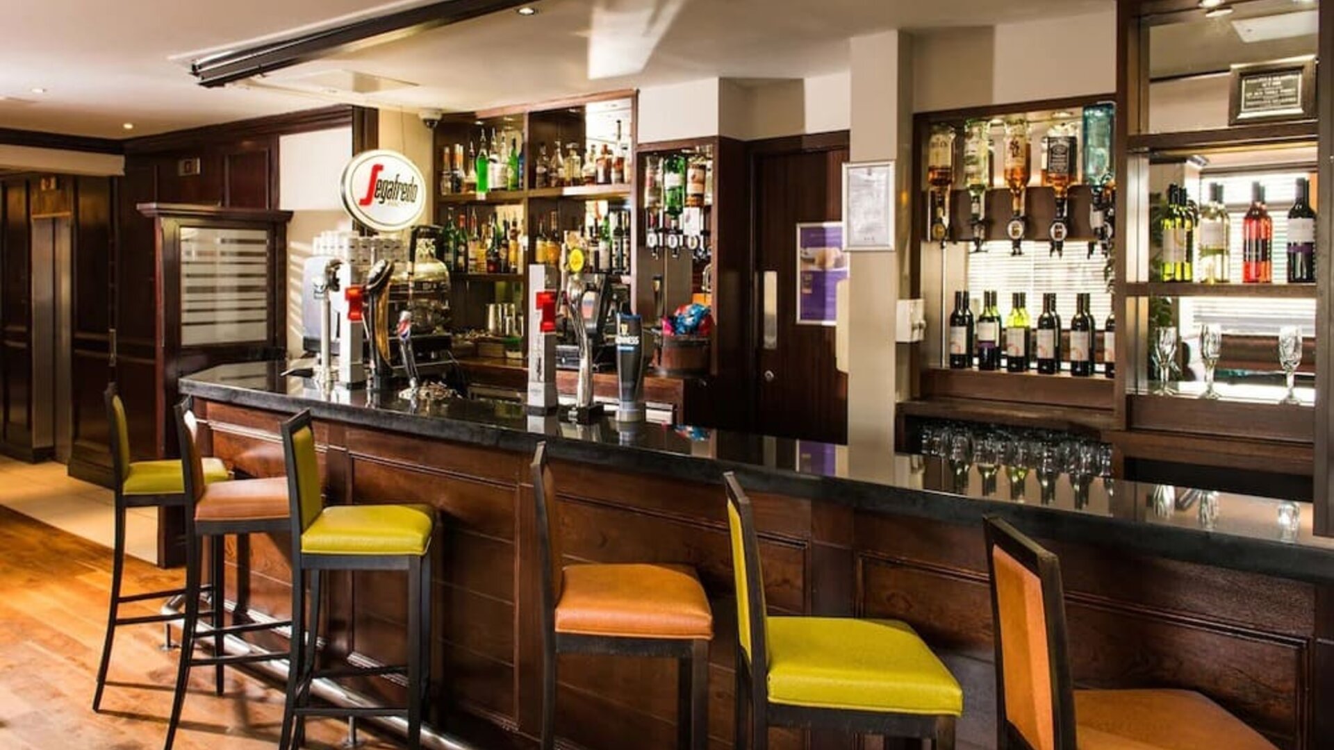 Hotel bar at Leonardo Inn Glasgow West End.
