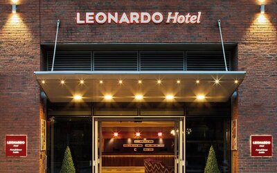Hotel entrance at Leonardo Hotel Dublin Parnell Street.