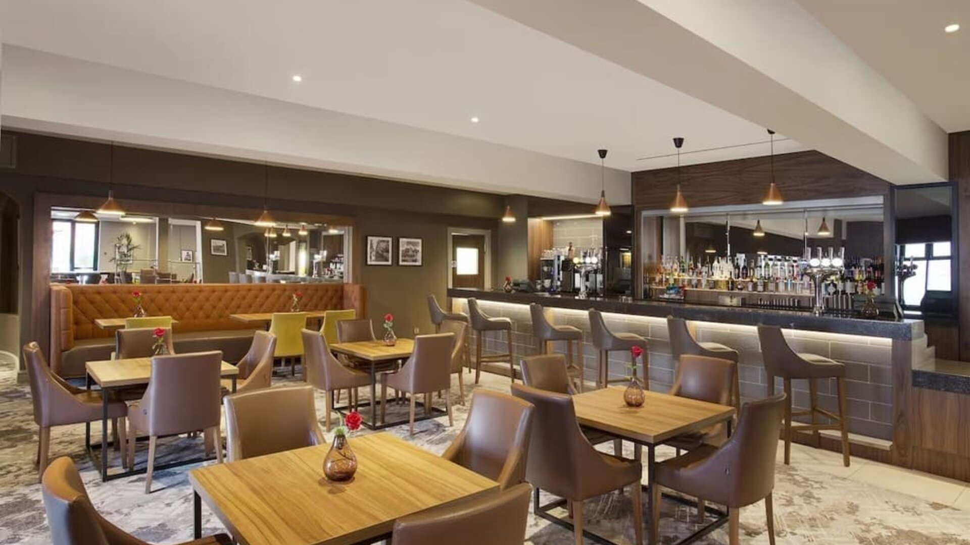 Dining area at Leonardo Hotel East Midland Airport.