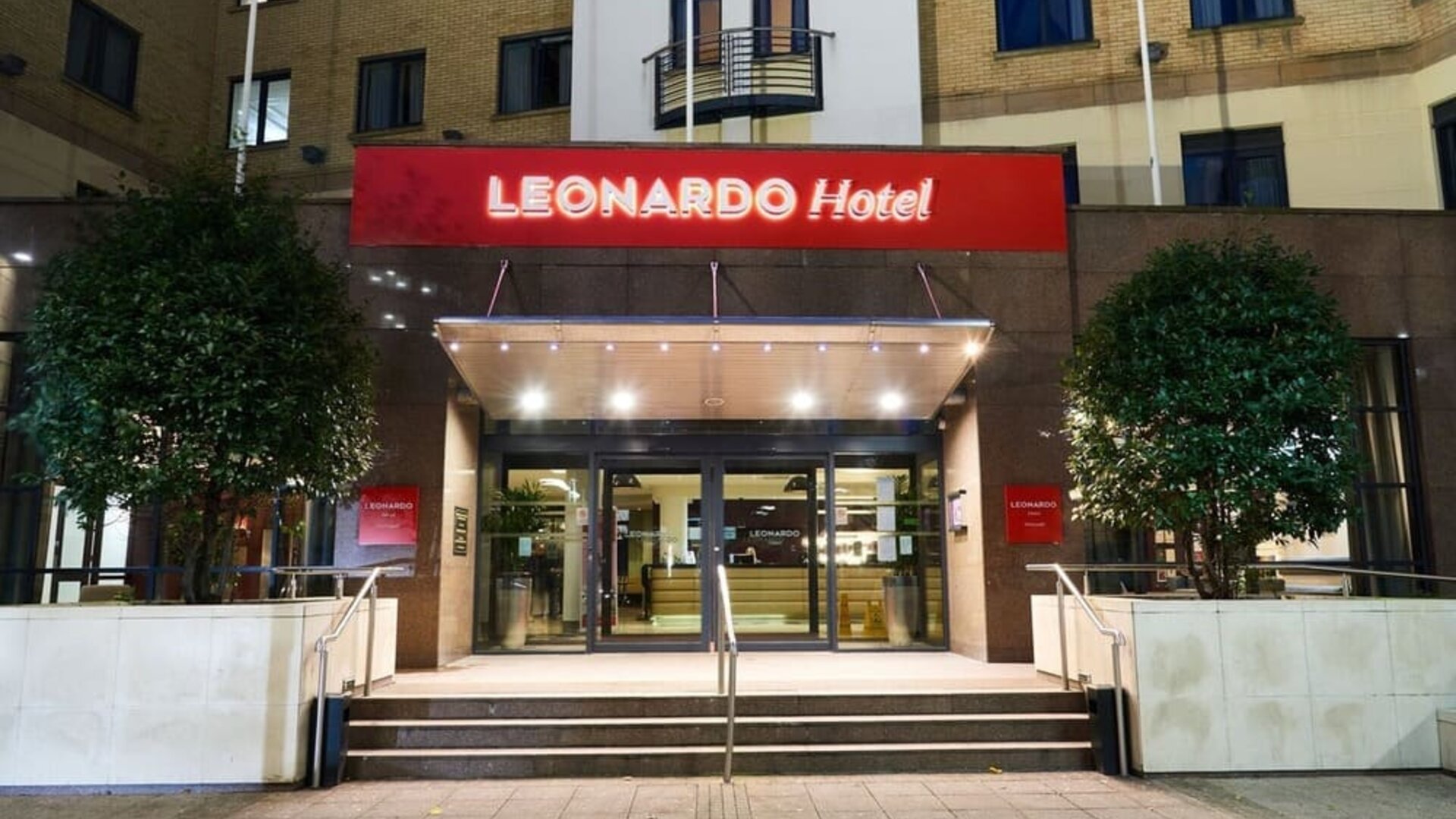 Hotel entrance at Leonardo Hotel Newcastle.