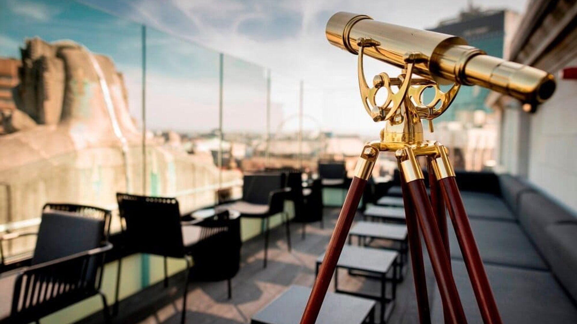 Rooftop terrace perfect for coworking at Hotel Gotham. 