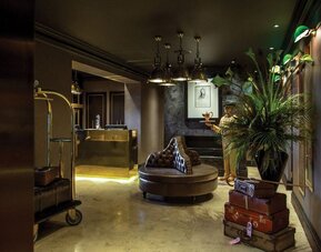 Reception area at Hotel Gotham. 