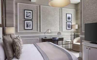 Cozy day use room with work desk and natural light at The Midland - A Leonardo Royal Hotel.