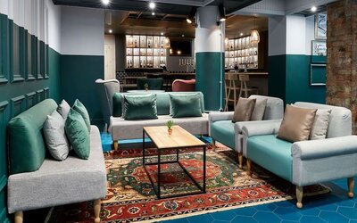 Coworking lounge at Leonardo Hotel Manchester Central.
